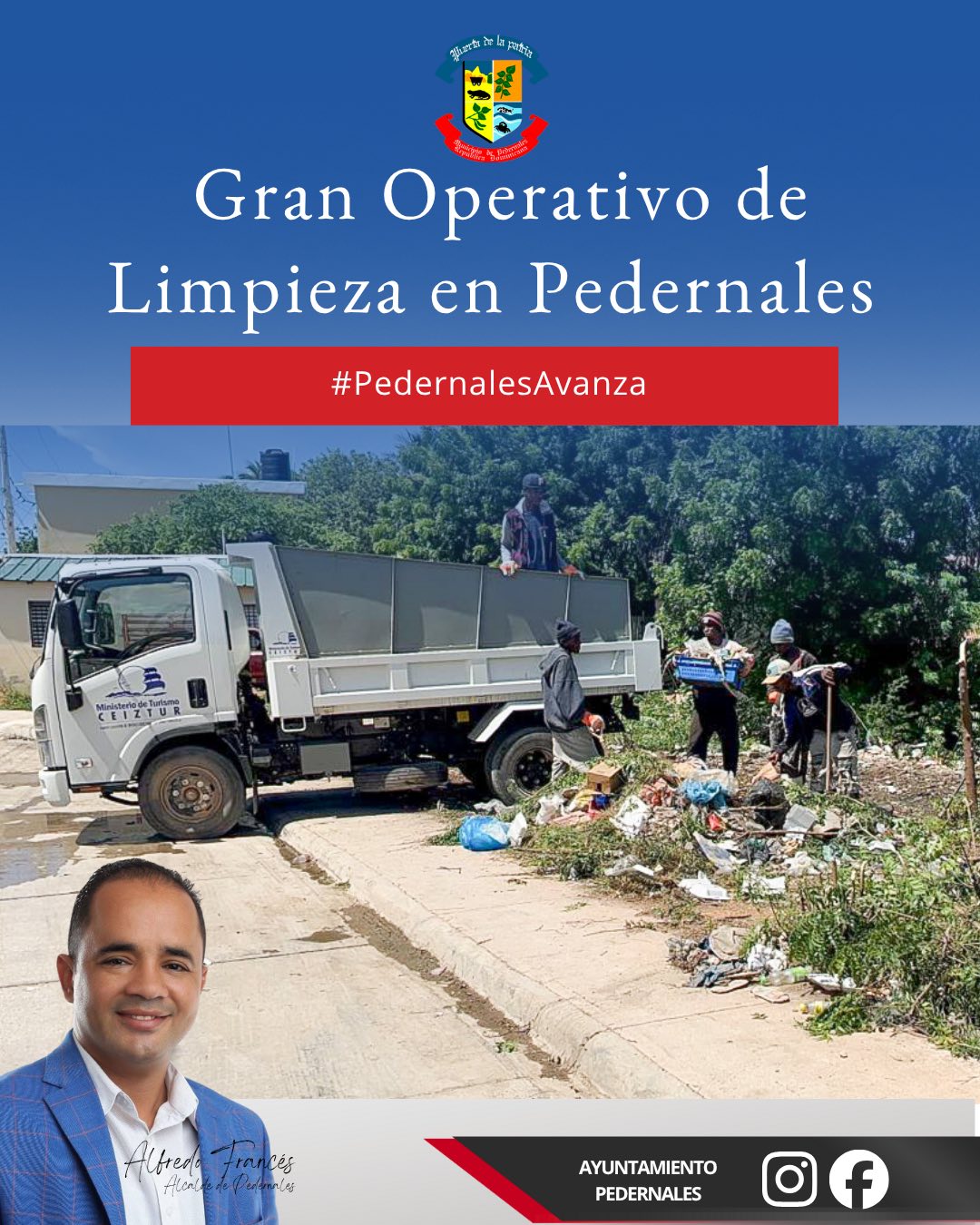 Alcaldía de Pedernales realiza gran operativo de limpieza en todo el municipio
