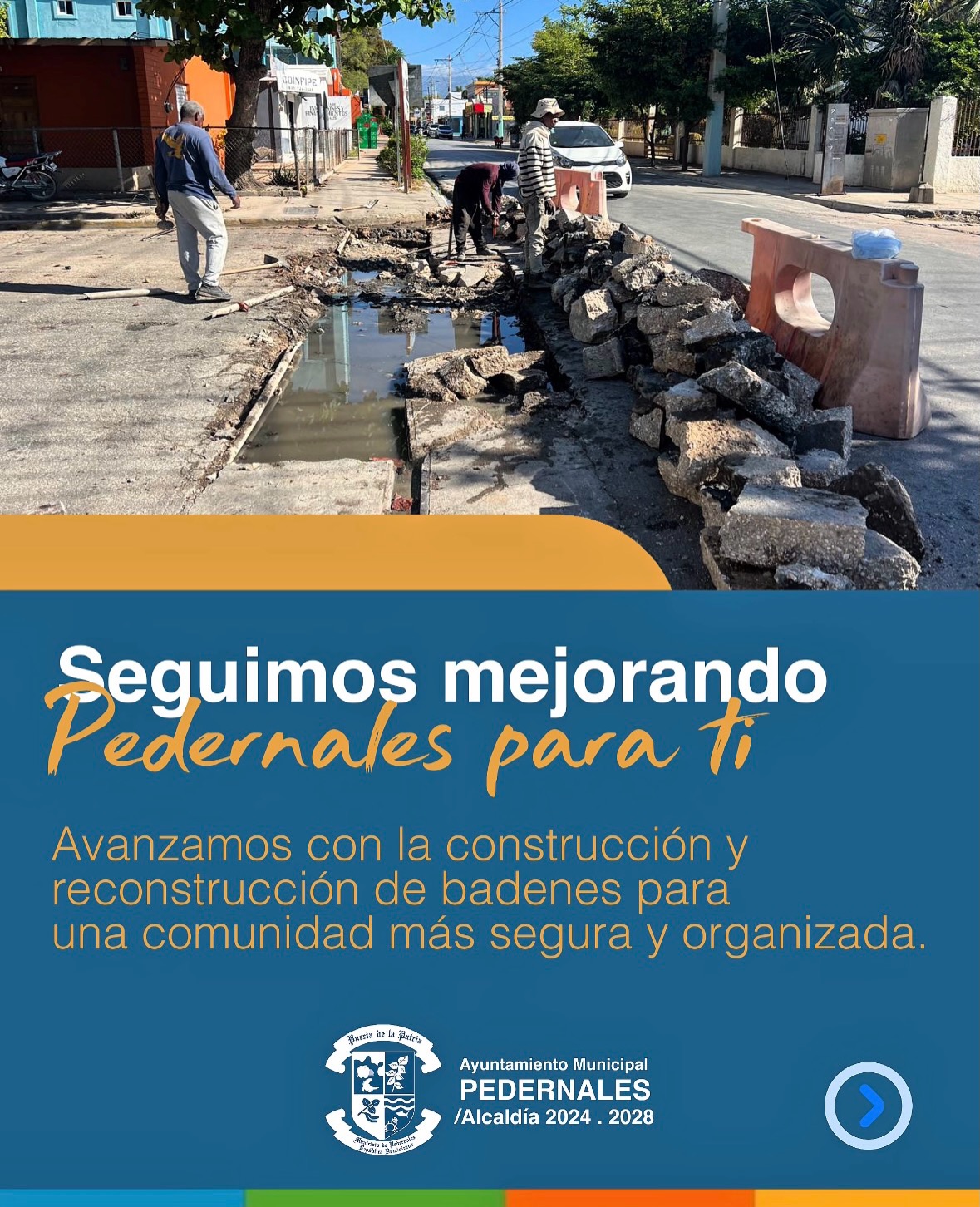 Ayuntamiento de Pedernales avanza en la construcción y reconstrucción de badenes en el municipio